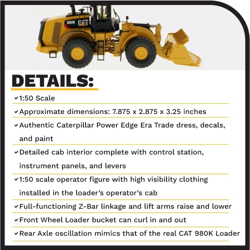 Miniatura 4 de Diecast Masters Cargador de ruedas Caterpillar 980K 1:50 - Configuración de roca - Core Classics Series 85296C