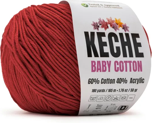 Miniatura 101 de Keche Hilo de algodón, 60% algodón, 40% hilo acrílico, hilo de algodón suave para crochet y tejer, hilo amigurumi, 1 madeja/bola, 1.76 onzas (50g)