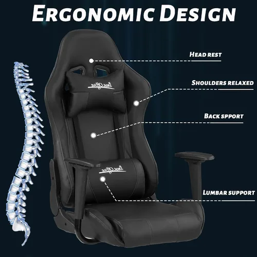 Miniatura 3 de Silla Gamer - Silla reclinable ergonómica de respaldo alto para juegos de PC con reposacabezas y soporte lumbar para adultos y niños de 8 a 12 años