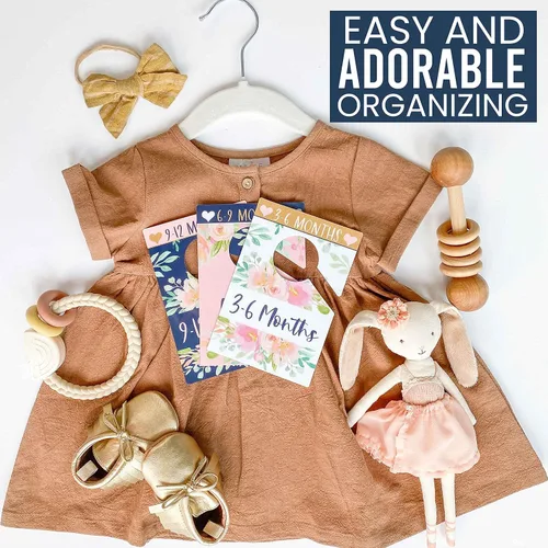 Miniatura 8 de Hadley Designs 6 divisores de tamaño de armario para bebé niña - Divisores florales para armario de bebé por mes, organizador de armario de bebé