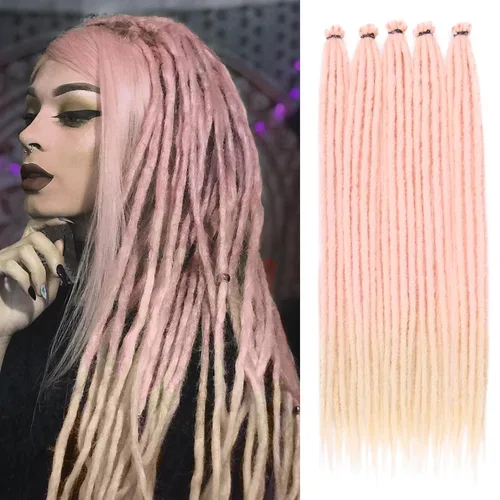 Miniatura 21 de Leeven Extensiones de rastas grises de 40 hebras de 18 pulgadas con terminación única hechas a mano, extensiones de rastas suaves de 0.6 cm