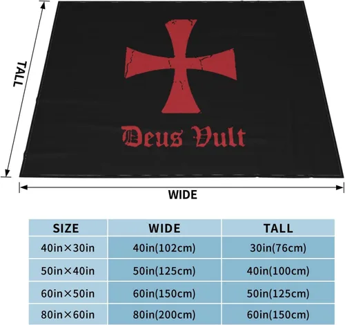 Miniatura 4 de Deus Vult Knights Templar Cross - Manta térmica, ligera, súper suave y cálida para todas las estaciones, para sofás