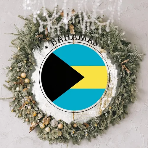 Miniatura 3 de Placa redonda de madera de las Bahamas para la pared, corona de puerta delantera, bandera nacional, recuerdo, regalo de viaje, decoración de pared