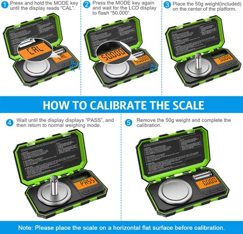 Miniatura 6 de Báscula digital profesional de miligramo, 1.76 oz (actualizada) báscula de joyería de tamaño de bolsillo de alta precisión máxima, báscula Verde