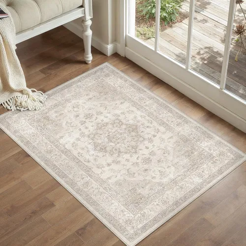 Miniatura 30 de PureCozy - Alfombra de área beige de 8 x 10, lavable, vintage, alfombra para sala de estar, dormitorio, gran alfombra suave retro de pelo bajo