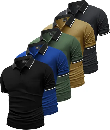 Miniatura 12 de GEEK LIGHTING Paquete de 5 camisas polo para hombre con bolsillo