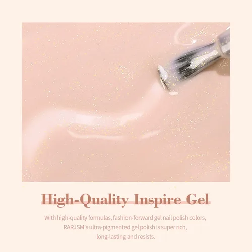 Miniatura 5 de RARJSM - Esmalte de uñas en gel, color nude, rosa melocotón, dorado, brillante, neutro, 15 ml, requiere secado con lámpara UV o LED, tono de piel