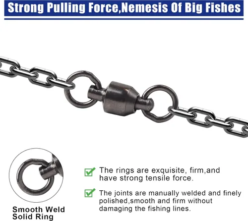 Miniatura 6 de MAFIMOEA - 15-25 piezas de rodamientos de bolas de pesca, conectores giratorios de acero inoxidable, anillo de soldadura sólido de alta resistencia