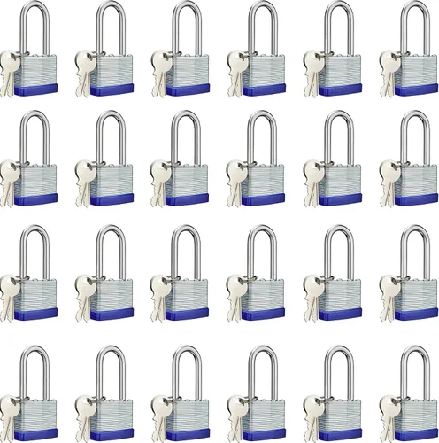Miniatura 7 de Lock Candados para exteriores, candado laminado con llave, cuerpo ancho de 1-9/16 pulgadas, juego de candados con llaves, grillete largo