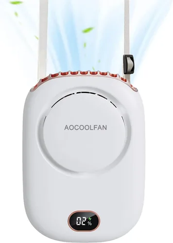 Miniatura 12 de AOCOOLFAN Ventilador de cuello portátil, mini ventilador de mano personal pequeño recargable por USB de 3 velocidades para niñas, niños y mujeres