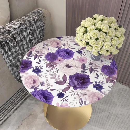 Miniatura 6 de BOKEBEVE Papel de Contacto Floral de Rosas Blancas y Moradas Despegar y Pegar Papel Tapiz Boho Papel de Pared para Encimera de Cocina Gabinete Apto