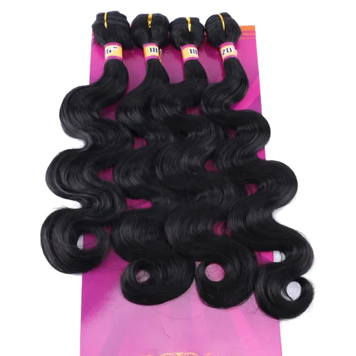 Miniatura 12 de Extensiones de cabello ondulado sintético de color rojo vino 3 paquetes de 16 18 20 pulgadas, color ombre de negro a burdeos, trenza de cabello
