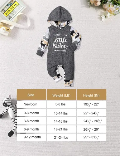 Miniatura 7 de Ropa de bebé niño, estampado de letras de manga larga mameluco ropa de bebé para niño