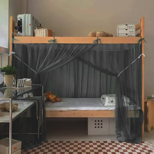 Miniatura 22 de 4 postes esquineros para dormitorio de estudiantes, litera, mosquitera, cortinas de cama para dormitorio, escuela, universidad, decoración de Rosa