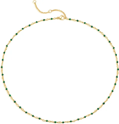 MEVECCO Gargantilla de cadena chapada en oro de 14 K, largo collar de cadena delicado y bonito chapado en oro, delicada gargantilla a la moda,