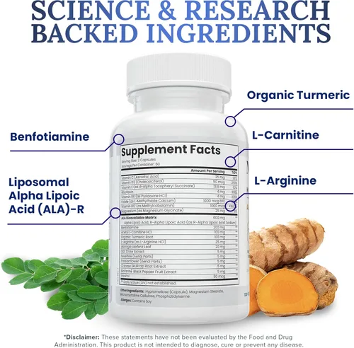 Miniatura 7 de Zen Nutrients NeuraZenX Suplemento de Apoyo Nervioso y Apoyo para Neuropatía Periférica con 1200mg de Ácido Alfa Lipoico (ALA), Benfotiamina