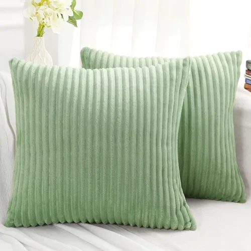 Miniatura 20 de Simmore Juego de 2 fundas de almohada decorativas de 16 x 16 pulgadas, fundas de almohada suaves de franela de felpa natural de doble cara para sofá