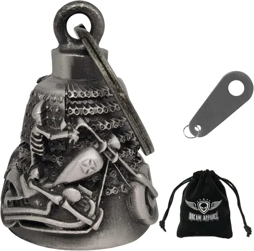 Miniatura 18 de Dream Apparel Campanas de motocicleta para motociclistas, accesorios de campanas pesadas y llavero para la suerte Viaja para vivir