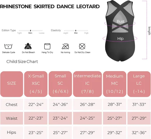 Miniatura 5 de Phineein Leotardos de gimnasia para niñas con espalda cruzada, sin mangas, para ballet, danza, elegante, cruzado