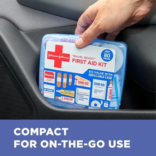 Miniatura 3 de BAND-AID Brand Travel Ready Kit portátil de primeros auxilios de emergencia, cuidado de heridas menores, perfecto para el hogar, automóvil, camping