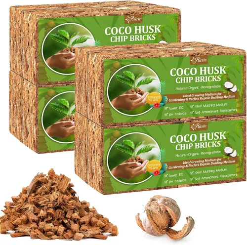 Miniatura 11 de Riare Paquete de 2 sustratos de chips de coco para plantas, 2.2 libras, ladrillo de cáscara de coco 100% orgánico con baja EC y pH equilibrado