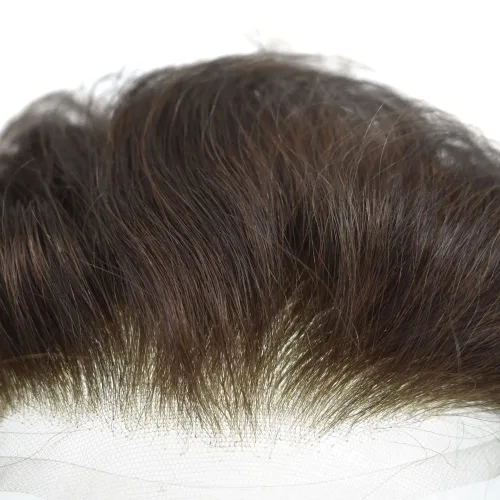 Miniatura 173 de Sistema de repuesto de cabello humano europeo con encaje frontal suizo para hombre, tupé para hombre, pieza de cabello, nudo blanqueado, línea #17