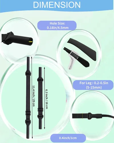 Miniatura 3 de Correa de lentes para niños y niñas (6.5 a 10 pulgadas), correas de silicona para lentes para mujeres y hombres, correa para lentes para niños