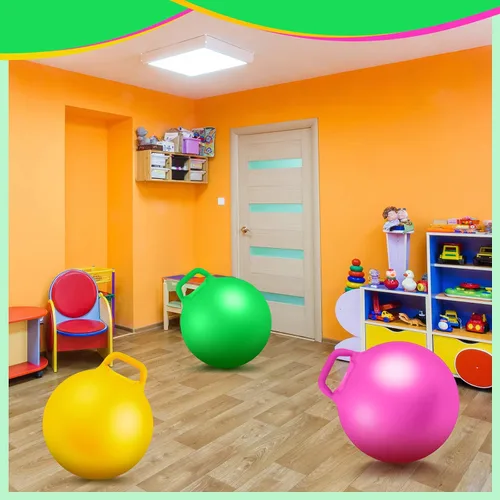 Miniatura 7 de Lewtemi 3 bolas inflables de 18 pulgadas para saltar redondas grandes con asas para niños y niñas de 6 años en adelante (rosa, amarillo, verde)