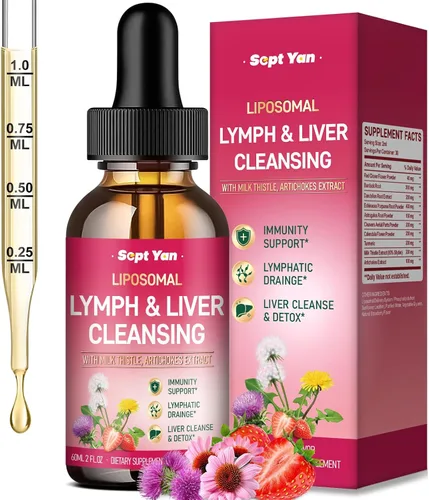 Miniatura 8 de Gotas de drenaje linfático liposomal – Suplementos de drenaje linfático con cardo mariano, raíz de bardana para mujeres y hombres Apoya