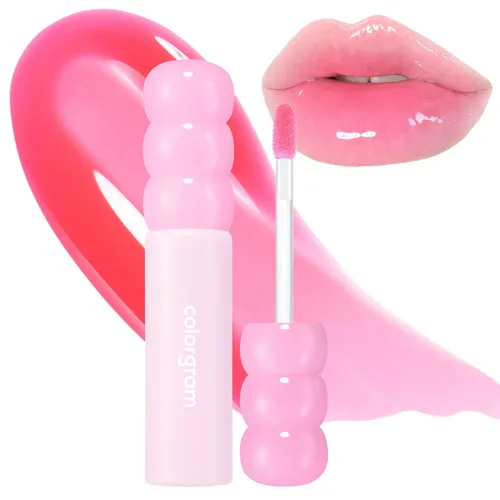 Miniatura 22 de COLORGRAM FRUITY GLASS GLOSS 01 GRAPE BLACK Brillo labial brillante no pegajoso con brillo similar al vidrio Lápiz labial hidratante de larga