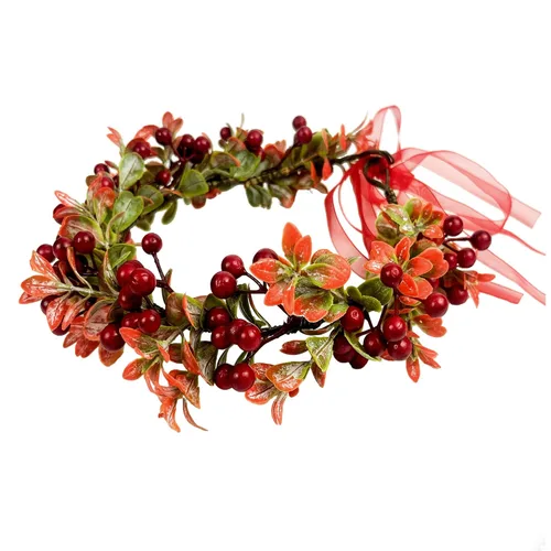 Miniatura 4 de Corona de Flores de Navidad Corona Floral de Bayas Rojas Corona de Piña Bosque Woodland Boda Diadema Banda para la Cabeza