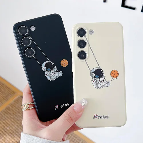 Miniatura 16 de Yonds Queen para Samsung Galaxy S21 Funda Linda, Diseño de Astronauta de Dibujos Animados, Espacio, Luna, Cohete, Elegante Cubierta Amortiguadora