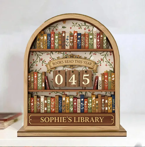 Miniatura 19 de Rastreador de Lectura de Libros Personalizado, Contador de Libros Leídos Este Año, Decoración de Biblioteca, Letrero de Seguimiento de Libros