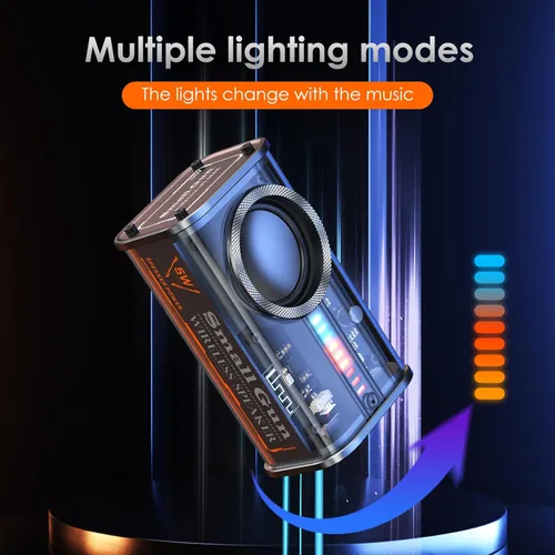 Miniatura 5 de Altavoz Bluetooth portátil con luces, mini altavoz Bluetooth inalámbrico transparente con TWS, perfecto pequeño altavoz con sonido HD y bajo