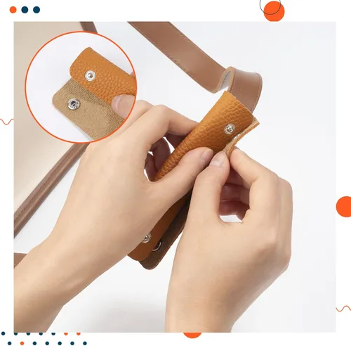Miniatura 4 de IUAQDP 2 piezas de funda de cuero para asa de bolso, bolsa de equipaje, protector de agarre con cierre de latón, correa de bolso suave