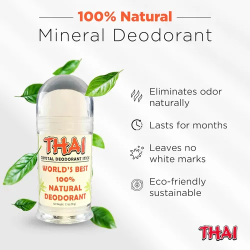 Miniatura 2 de Desodorante Thai Crystal Piedra de alumbre de sal mineral natural de potasio Sin perfume, sin aluminio, desodorante hipoalergénico para mujeres