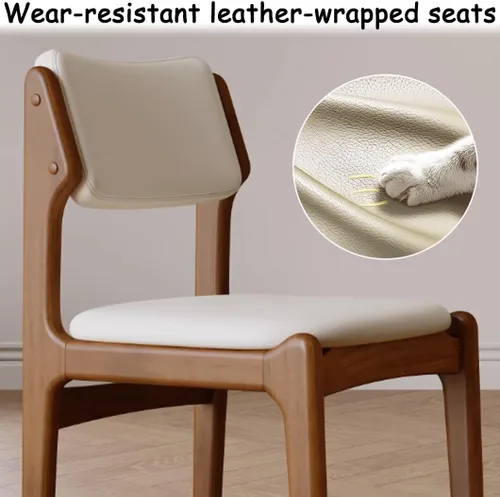 Miniatura 7 de YVYKFZD Wooden Dining Chairs Set, Leather Dining Room Chair with Back, Upholstered Kitchen Chairs, Armless Living Room Chair, for Bedroom Offices