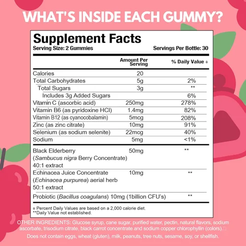 Miniatura 3 de Viteey Gomitas multivitamínicas para niños con probióticos, 8-1 vitaminas para niños para apoyo a la salud inmunológica con vitamina C, equinácea