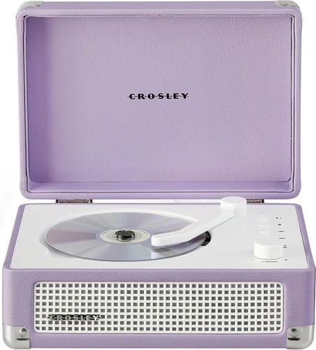 Crosley CR3505A-LN Cruiser Reproductor de CD portátil retro con altavoces estéreo Bluetooth y radio FM, color lavanda