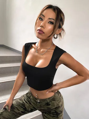 Miniatura 3 de Verdusa Camiseta corta sin mangas con cuello cuadrado para mujer