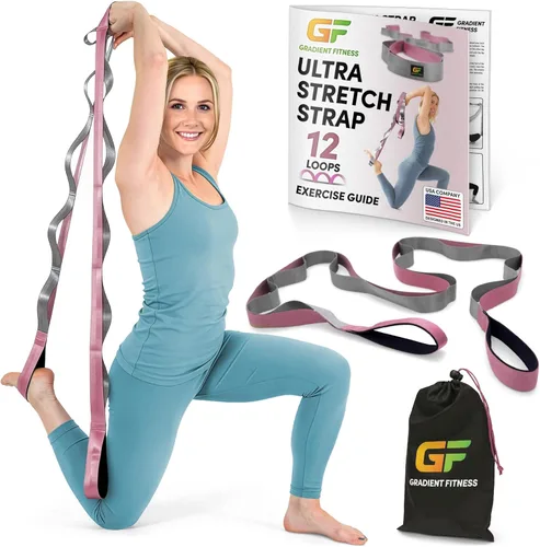 Miniatura 8 de Gradient Fitness Correa de Estiramiento para Terapia Física, Correa de Estiramiento de 12 Bucles Múltiples de 1.5 pulgadas de ancho x 8 pies
