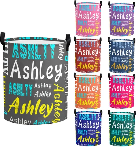Miniatura 24 de Cesta de lavandería personalizada con nombre, cesta de lavandería plegable con asa para baño, sala de estar, dormitorio Color: 13