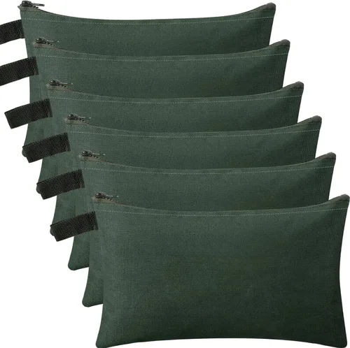 Eccliy 12 bolsas de herramientas de lona con cremallera de 16 onzas, bolsa de utilidad resistente, organizador de almacenamiento multiusos de 11.8 x