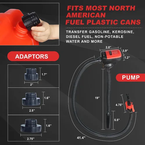 Miniatura 2 de Bomba de transferencia de combustible automática con sensor de parada automática (2.4 GPM), manguera de ingreso flexible se adapta a la mayoría