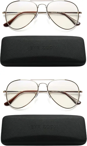 Paquete de 2 lentes de lectura con bloqueo de luz azul, estilo aviador, anti rayos azules y UV, para hombres y mujeres