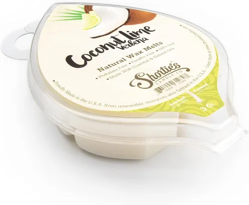 Miniatura 3 de Shortie's Candle Company Coconut Lime Verbena - Cera de soja natural para derretir – 1 barra altamente perfumada de 3 onzas – Fabricado con 100%
