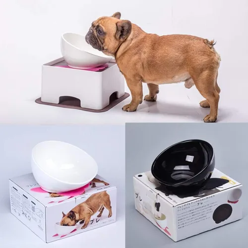 Miniatura 4 de Bulldog Bowl - Tazón de cerámica para perros – Plato para gatos, cuenco de boca ancha para perros, comedero inclinado estéril para mascotas