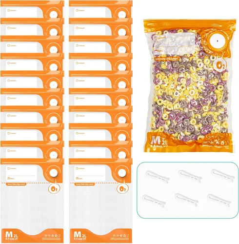 Miniatura 7 de Kit de sellado al vacío de 26 piezas, bolsas reutilizables para Sous Vide (20 bolsas + 6 clips), almacenamiento hermético de alimentos