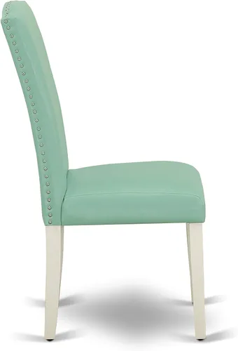 Miniatura 50 de East West Furniture DLEN3-BLK-69 - Juego de muebles de comedor de 3 piezas que contiene una mesa de comedor redonda con gotas y 2 sillas tapizadas