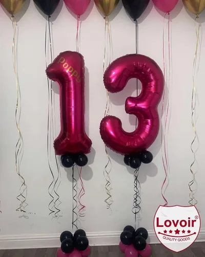Miniatura 4 de Lovoir Globo de 40 pulgadas color rosa intenso con el número 31 de 13 dígitos gigantes de papel de aluminio Mylar para helio rosa intenso